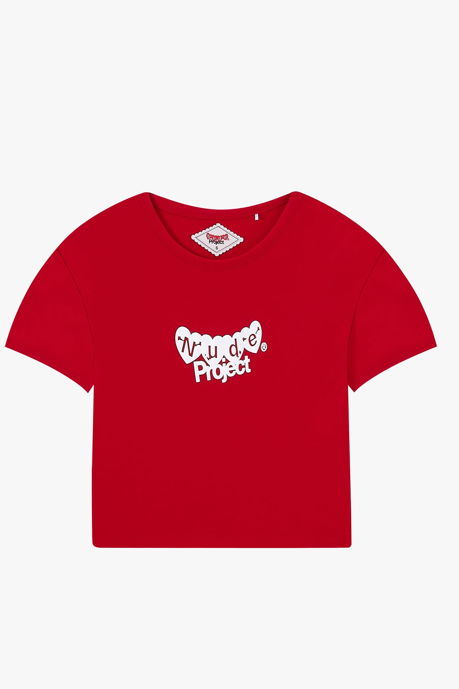 Polera Nude Project Baby Tee Hearts Roja