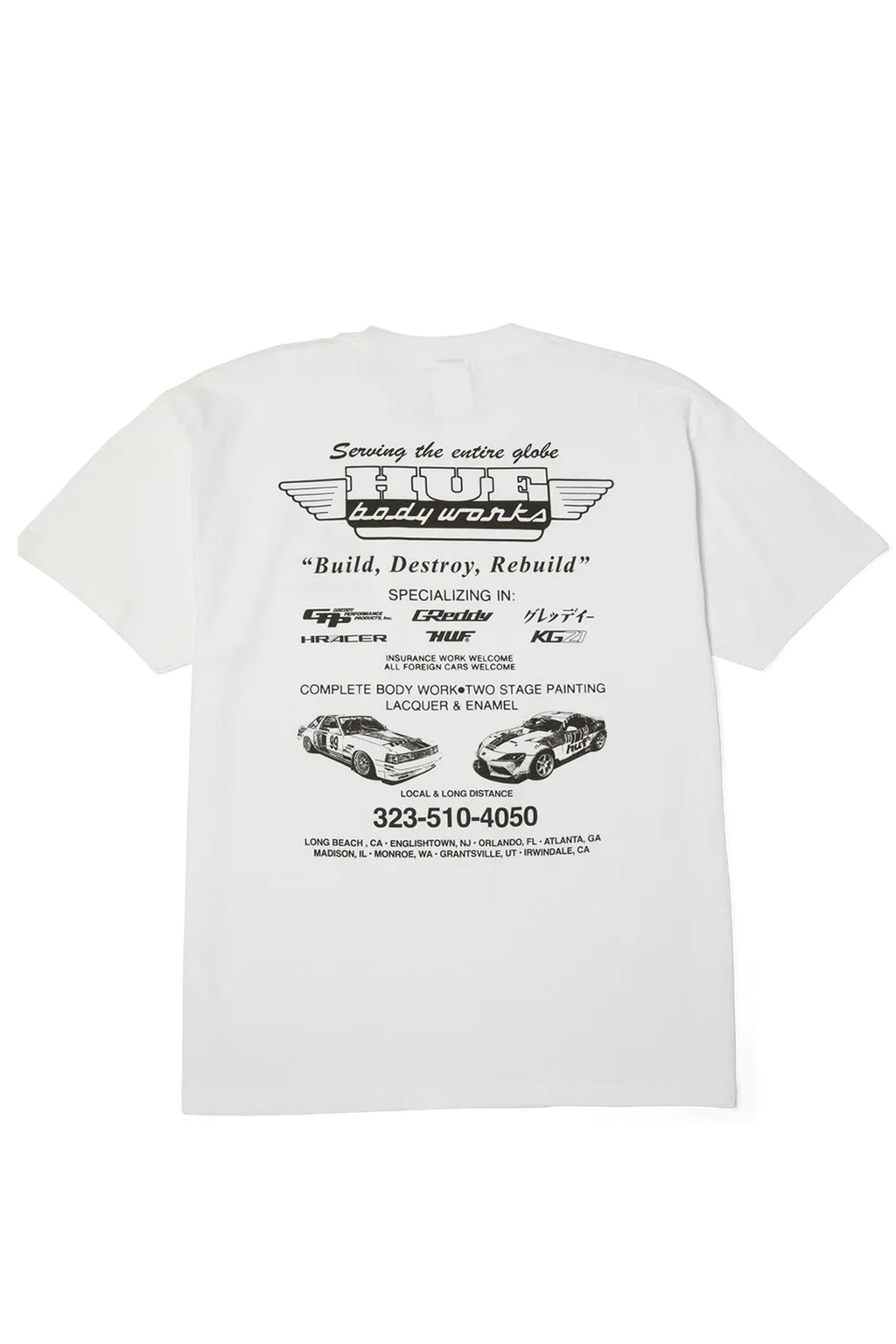 Polera HUF x GReddy Body Works Blanca